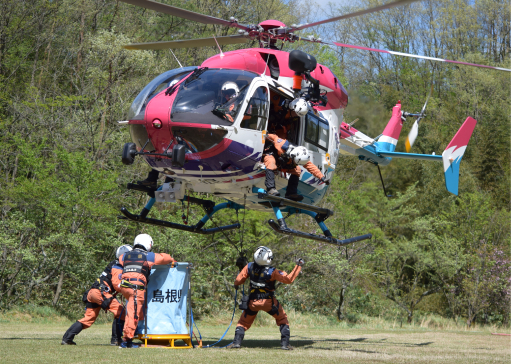 写真：島根県防災航空隊 ヘリコプター